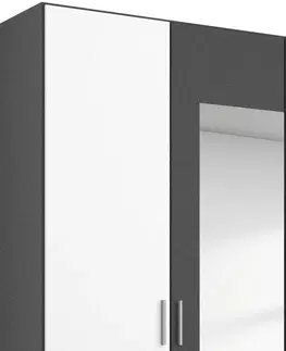 Šatní skříně s otočnými dveřmi Skříň S Otočnými Dveřmi Borneo Š: 181cm Šedá/bílá