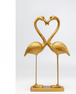 Sošky exotických zvířat KARE Design Socha Plameňáci Láska - zlatá, 63cm