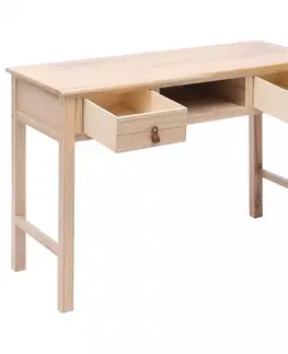 Pracovní stoly Psací stůl se 2 zásuvkami masivní dřevo Dekorhome Bílá