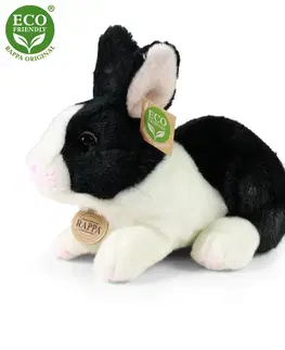 Hračky RAPPA - Plyšový králík bílo-černý ležící 23 cm ECO-FRIENDLY