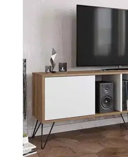 TV stolky Sofahouse Designový TV stolek Baqia 180 cm ořech bílý