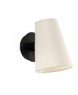 Nástěnná svítidla s látkovým stínítkem FARO LUPE černá/béžová stolní lampa