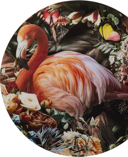 Fotoobrazy KARE Design Skleněný obraz Proud Flamingo Ø100cm