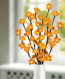 Květinové dekorace LED svítící větvička, žlutá