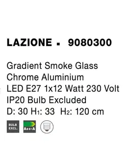 Moderní závěsná svítidla NOVA LUCE závěsné svítidlo LAZIONE kouřové sklo s přechodem chromovaný hliník E27 1x12W 230V IP20 bez žárovky 9080300
