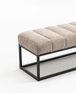 Stylové a luxusní lavice Estila Designová retro čalouněná lavice Taxil se světlým šedo béžovým potahem z buklé látky 110 cm