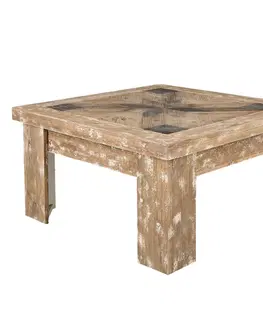 Konferenční stolky Dřevěný konferenční stolek Jacques s patinou - 90*90*50 cm Clayre & Eef 5H0354