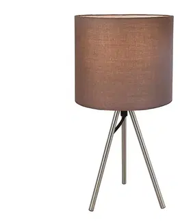 Lampy    KL108014 - Stolní lampa THEO 1xE14/9W/230V hnědá/lesklý chrom 