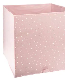 Úložné boxy DekorStyle Textilní koš na hračky Pink Stars 29x29 cm růžový