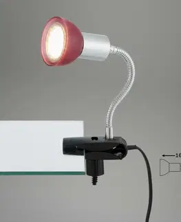 LED stolní lampy BRILONER Flexibilní svítidlo se svorkou 34 cm 1xGU10 3W 250lm titan-červená BRI 2989-012P