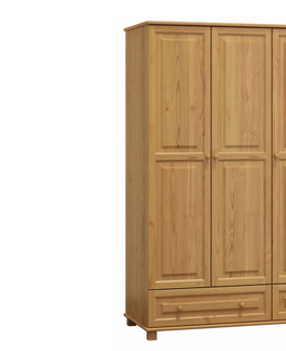 Šatní skříně Skříň 3D BHAGIRA 1, šíře 133 cm, masiv borovice, moření: olše