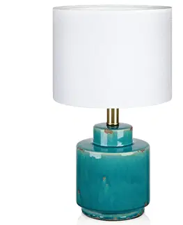 Stolní lampy Markslöjd Textilní stolní lampa Cous s keramickou nohou