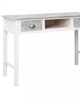 Pracovní stoly Psací stůl se 2 zásuvkami masivní dřevo Dekorhome Bílá / šedá
