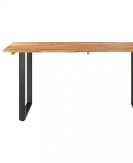 Jídelní stoly Jídelní stůl masivní dřevo / ocel Dekorhome 140x70x76 cm