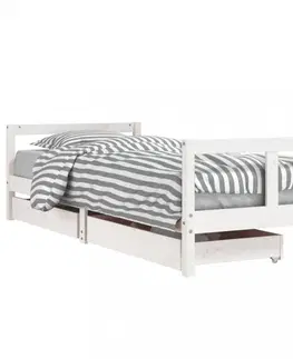 Dětské pokoje Dětská postel se zásuvkami bílá 80x200 cm masivní borové dřevo