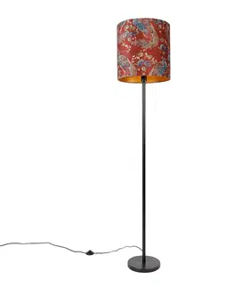 Stojaci lampy Stojací lampa černý odstín páv design červená 40 cm - Simplo