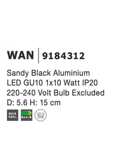 Moderní bodová svítidla NOVA LUCE bodové svítidlo WAN černý hliník GU10 1x10W IP20 220-240V bez žárovky 9184312