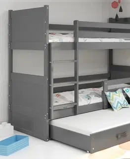 Postele BMS Dětská patrová postel s přistýlkou RICO 3 | šedá 90 x 200 cm Barva: Zelená