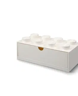 Boxy na hračky LEGO Storage - stolní box 8 se zásuvkou - bílá