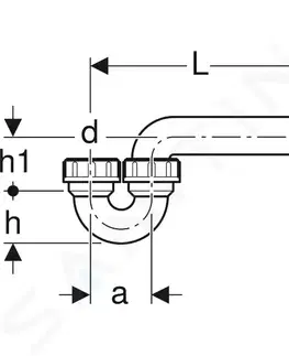 Koupelnové baterie GEBERIT Příslušenství Zápachová uzávěrka pro dřez, se šroubením, přívod svislý/vývod vodorovný, d 50 mm, d1 50 mm 152.039.16.1