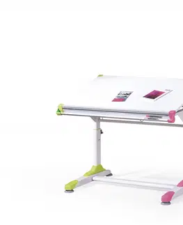 Dětské pokoje HALMAR Dětský rostoucí psací stůl Collorido bílo-zeleno-růžový