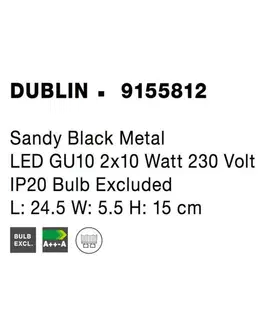 Moderní bodová svítidla NOVA LUCE bodové svítidlo DUBLIN černý kov GU10 2x10W 230V IP20 bez žárovky 9155812