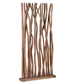 Stylové a designové paravány Estila Hnědý etno paravan Bosque s naturálním designem z teakového dřeva 180 cm