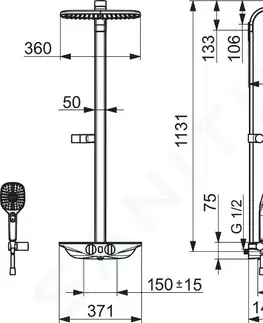 Sprchy a sprchové panely HANSA Emotion Sprchový set Wellfit s termostatem, 360x220 mm, antracit/chrom 5865017284