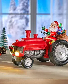 Drobné dekorace Santa na traktoru