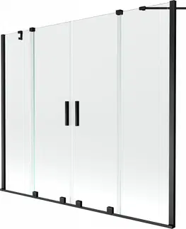 Vanové zástěny MEXEN/S Velar Duo Dvoukřídlá posuvná vanové zástěna 180 x 150 cm, transparent, černá 896-180-000-02-70