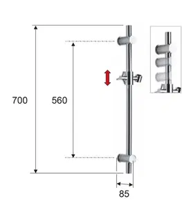 Sprchy a sprchové panely SAPHO Sprchová tyč, posuvný držák, kulatá, 700, bílá mat SC014