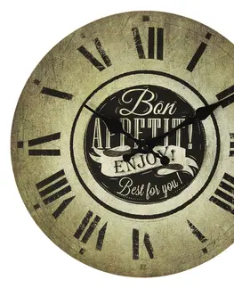 Hodiny Nástěnné hodiny s římskými číslicemi Bon Appetit – Ø 30*3 cm / 1*AA Clayre & Eef 6KL0603
