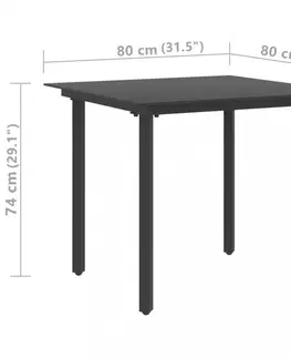 Zahradní stolky Zahradní jídelní stůl černá / sklo Dekorhome 80x80x74 cm