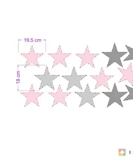 Samolepky na zeď Dětské samolepky na zeď - Růžové a šedé samolepicí hvězdy