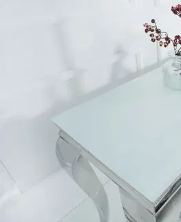 Konferenční stolky LuxD Designová konzola Rococo 140cm bílá  / stříbrná