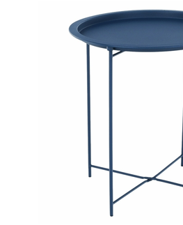 Konferenční stolky Příruční stolek RADOMI s odnímatelným tácem, tmavomodrá