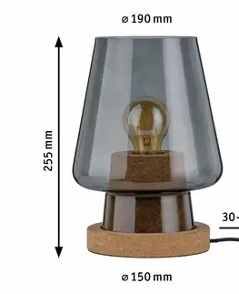 Industriální stolní lampy Paulmann stolní lampa Iben 1-ramenné kouřové sklo/korek 797.36 P 79736
