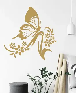 Samolepky na zeď Samolepky na zeď - Motýl na krásnem květu