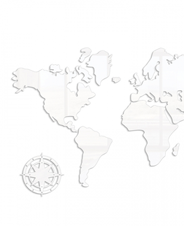 Nalepovací hodiny ModernClock 3D nalepovací hodiny Mapa světa bílé