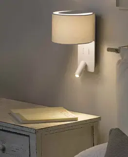 Nástěnná svítidla FARO BARCELONA Nástěnné světlo Fold s LED lampou na čtení, bílá