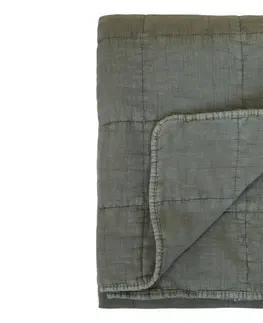 Přehozy Olivový bavlněný přehoz s opraným vzhledem Vintage Quilt - 130*180 cm Chic Antique 16090117 (16901-17)