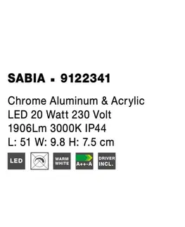 LED nástěnná svítidla NOVA LUCE nástěnné svítidlo nad zrcadlo SABIA chrom hliník a akryl LED 20W 220-240V 3000K IP44 9122341