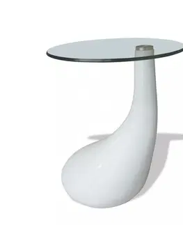 Skleněné Konferenční stolek laminát / sklo Dekorhome Bílá lesk