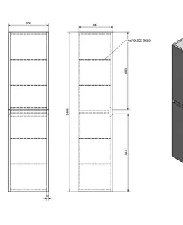 Koupelnový nábytek SAPHO MORIAN vysoká skříňka 35x140x30cm, dub černý MR189