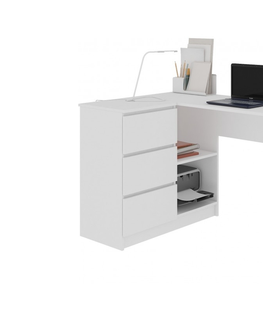 Kancelářské stoly Expedo Psací stůl KORDA B20, 155x77x85/48,5, bílá, levá
