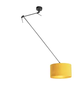 Zavesna svitidla Závěsná lampa s velurovým odstínem okrová se zlatem 35 cm - Blitz I černá