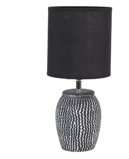Lampy Šedo černá stolní lampa Mattia s oválným stínidlem - Ø 15*36 cm / E27 Clayre & Eef 6LMC0043
