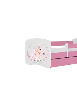 Dětské postýlky Kocot kids Dětská postel Babydreams kůň růžová, varianta 80x160, se šuplíky, s matrací