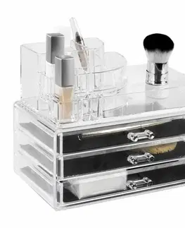 Koupelnový nábytek Velký organizér na kosmetiku Compactor – 3 zásuvky, horní úložný prostor, čirý plast