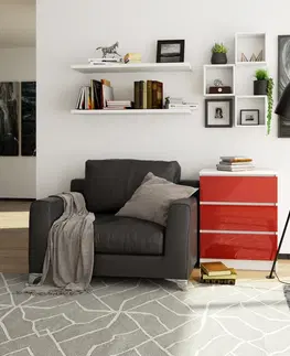 Komody Ak furniture Komoda Kuba 60 cm - 3 šuplíky bílá/červená
